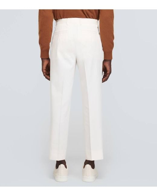 Pantaloni regular in cotone e lana di Zegna in White da Uomo