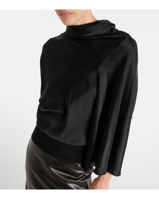 Rick Owens Black Cylinder Draped Jersey Top