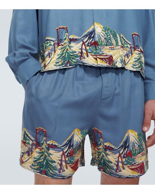Bode Blue Ski Lift Shorts for men