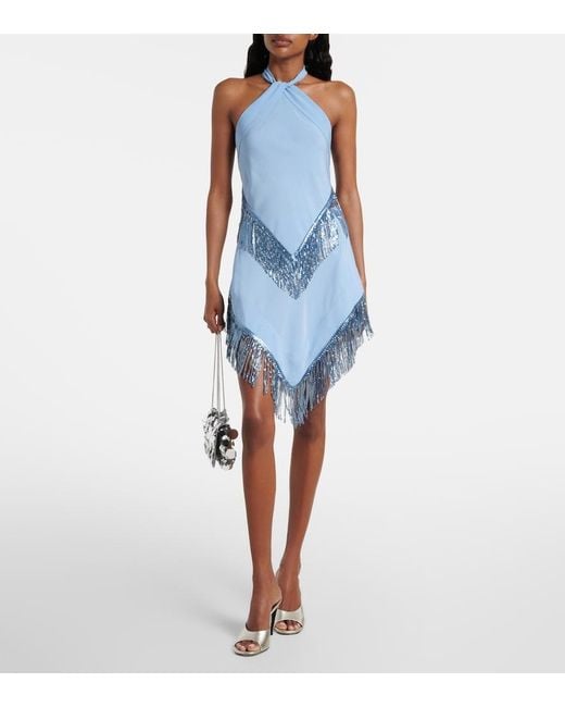 Rabanne Blue Chainmail Crepe Miniskirt