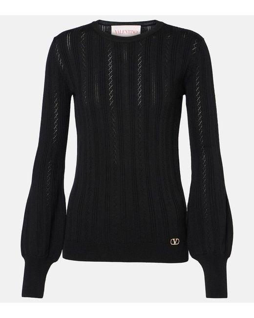 Valentino Black Maglia Virgin Wool Sweater