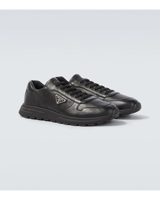 Prada Black Prax 2.0 Leather Sneakers for men