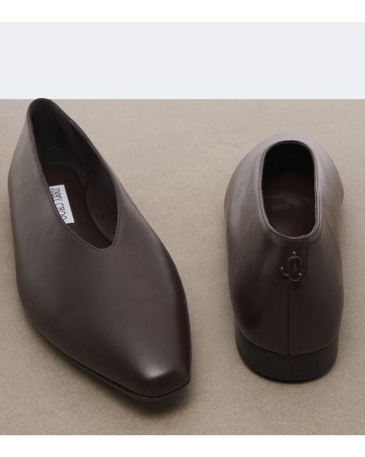 Jimmy Choo Brown Margot Leather Ballet Flats