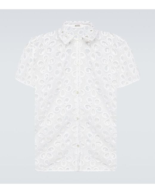 Camisa Primrose de encaje floral Bode de hombre de color White