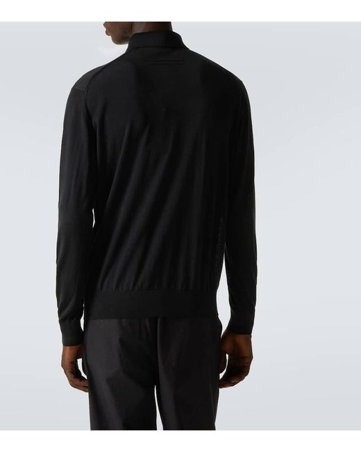 Zegna Black Wool Polo Shirt for men