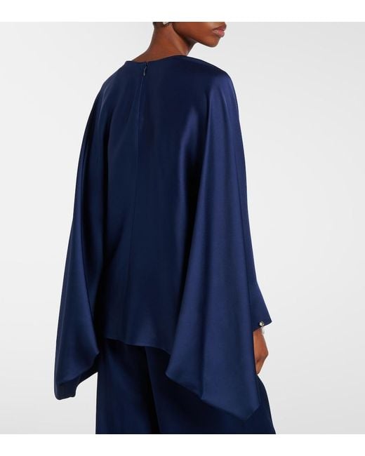 Stella McCartney Blue Faux Pearl-Embellished Satin Top