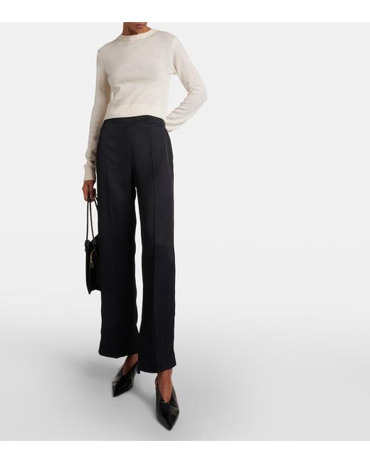 Jil Sander Blue High-Rise Wide-Leg Pants