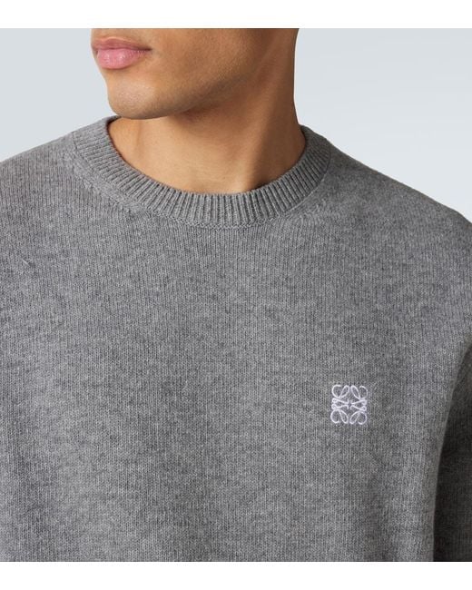 Loewe Gray Anagram Wool Sweater for men