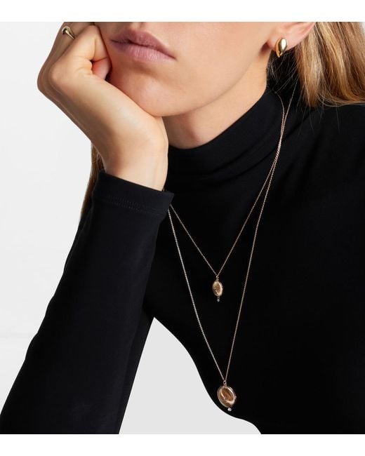 PERSÉE White 9Kt Locket Necklace With Diamonds