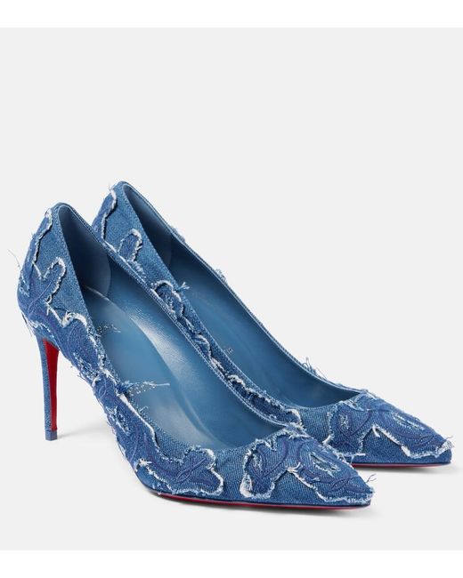 Christian Louboutin Blue Kate 85 Denim Pumps