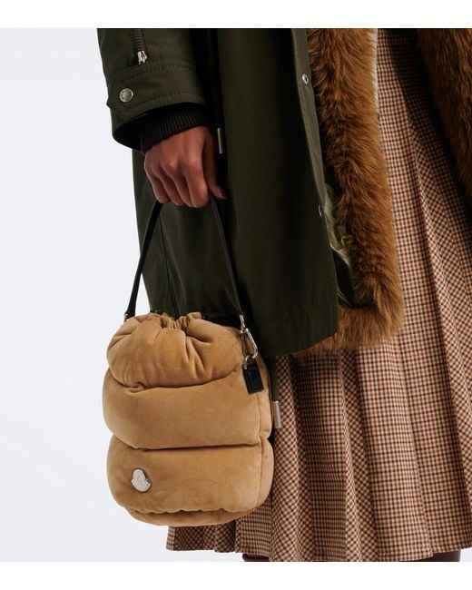 Moncler Natural Caradoc Small Suede Down Bucket Bag