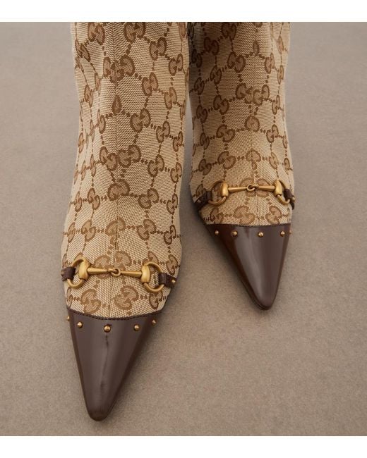 Gucci Natural Savoy Gg Canvas Knee-High Boots