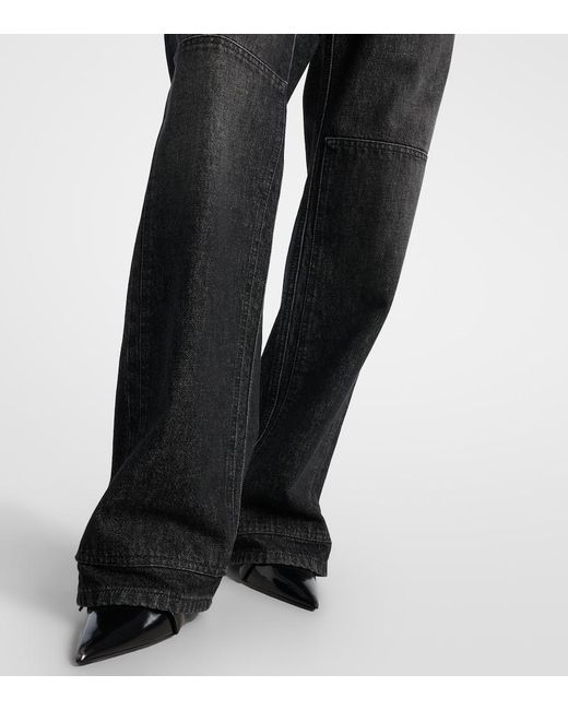 Jean Paul Gaultier Black Cutout Mid-Rise Wide-Leg Jeans