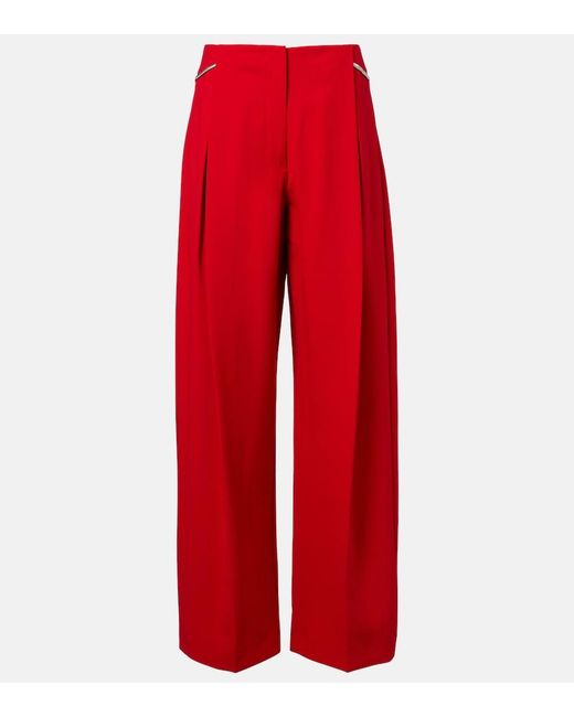 Sportmax Red High-Rise Wide-Leg Pants