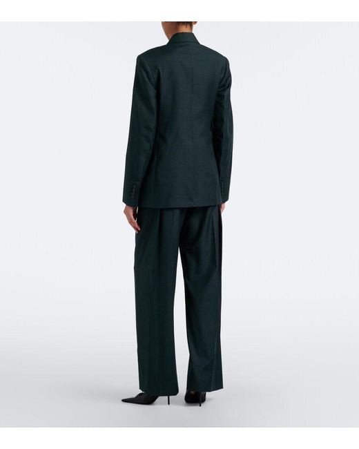 Victoria Beckham Blue Ethel Virgin Wool Wide-Leg Pants