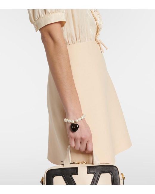 Valentino Natural Crepe Couture Toute La V Jacquard Minidress