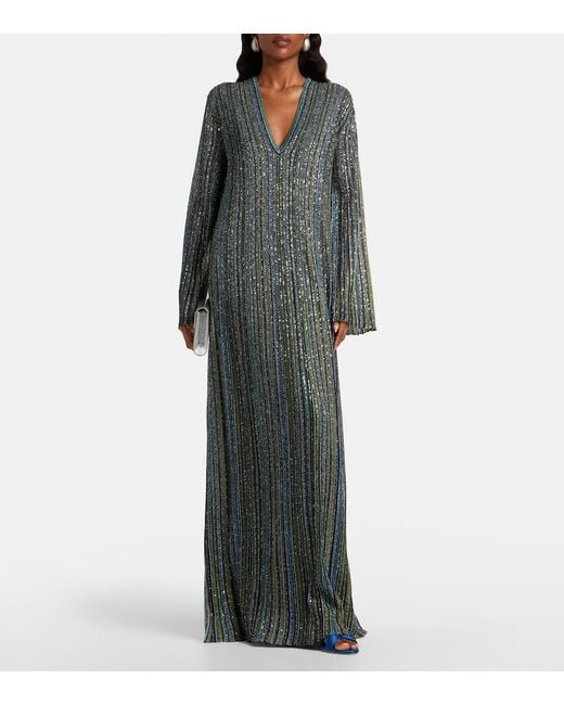 Missoni Gray Striped Lame Gown