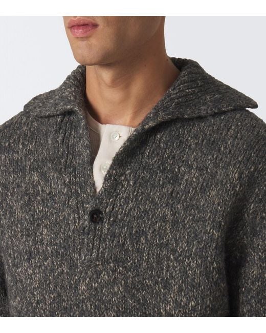Dolce & Gabbana Gray Wool, Alpaca, And Linen Polo Sweater for men