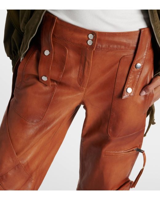 Pantalon cargo en cuir Blumarine en coloris Brown