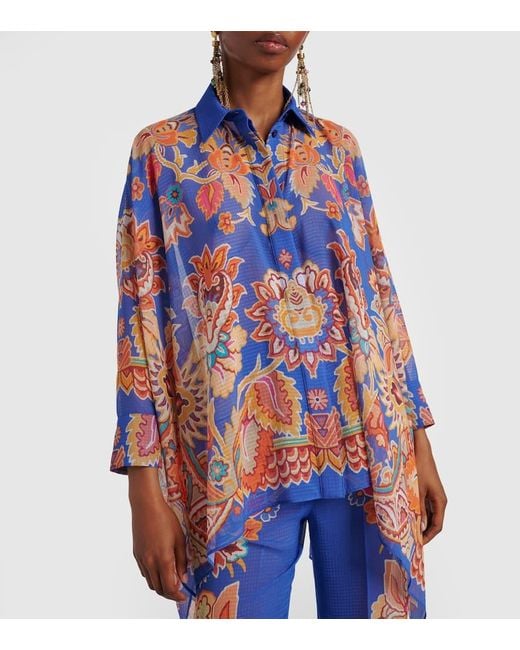 Etro Blue Printed Poncho