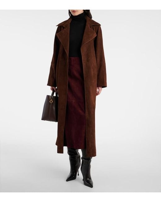 Nour Hammour Purple Selly Suede Midi Skirt