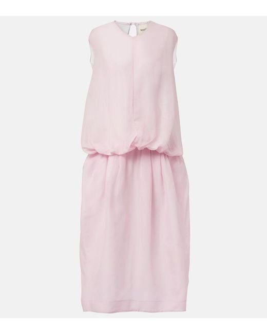 Khaite Pink Noah Silk Organza Midi Dress