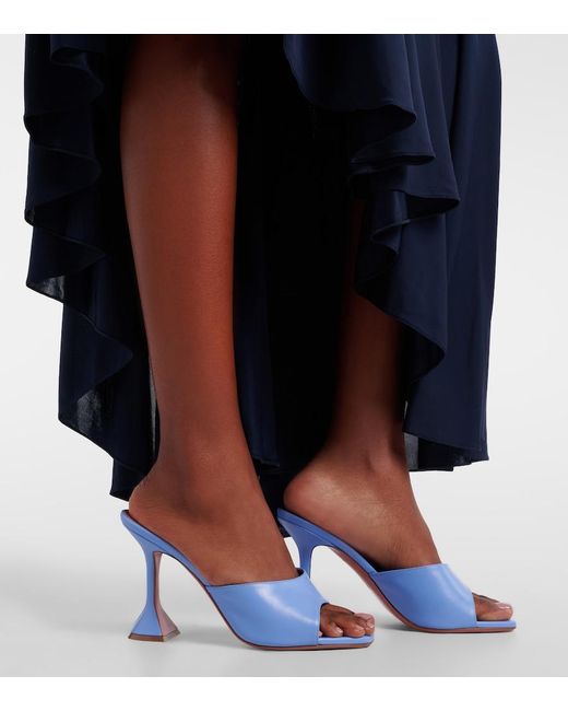 AMINA MUADDI Blue Lupita 95 Leather Mules