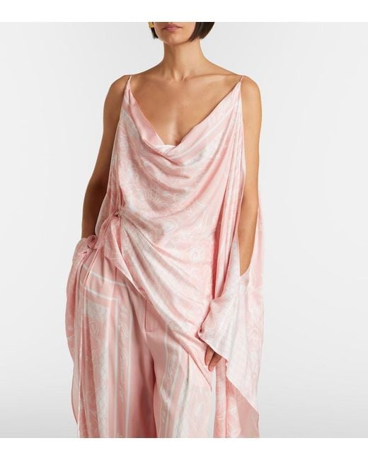 Balmain Pink Printed Asymmetric Top