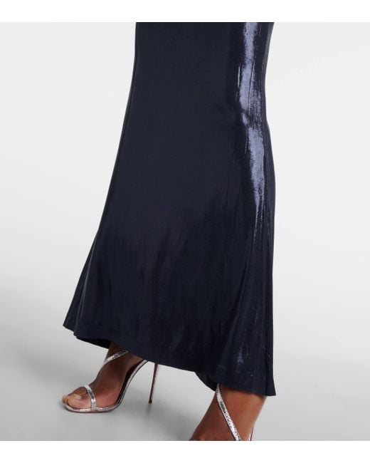 Norma Kamali Blue Obie Lame Gown