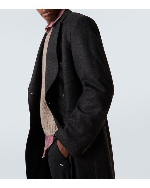 Our Legacy Black Whale Double-Breasted Wool-Blend Coat for men