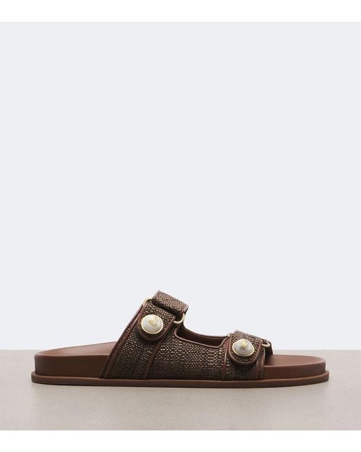 Jimmy Choo Brown Fayence Raffia-Effect Sandals