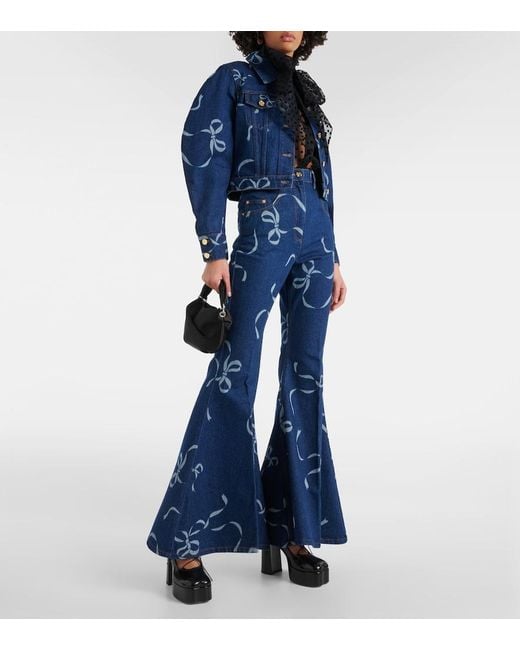 Nina Ricci Blue Printed Flared Jeans