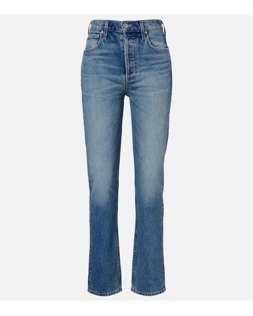 Citizens of Humanity Blue Blaine High-Rise Straight Jeans