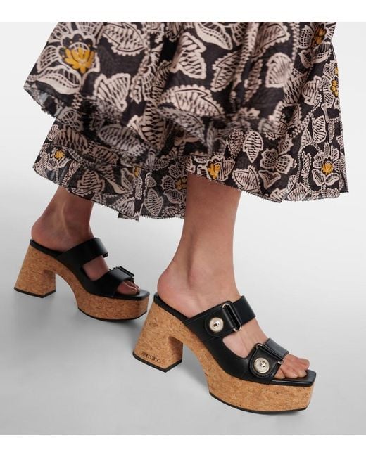 Jimmy Choo Black Fayence Leather Platform Mules
