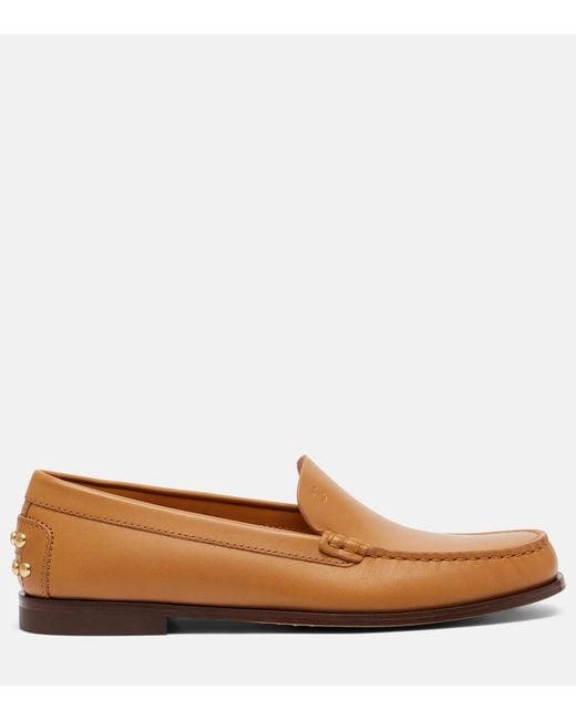 Tod's Brown Studded Leather Loafers