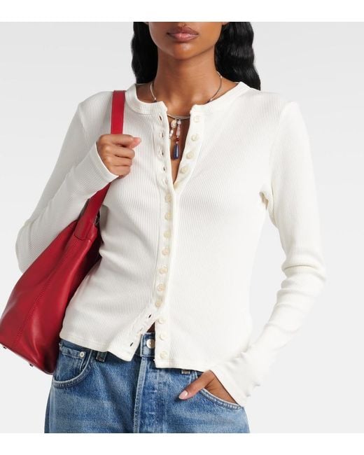 Citizens of Humanity White Kari Ribbed-Knit Cardigan
