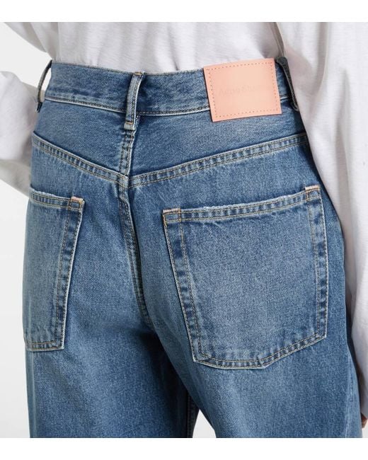 Jeans A Gamba Larga A Vita Alta di Acne in Blue