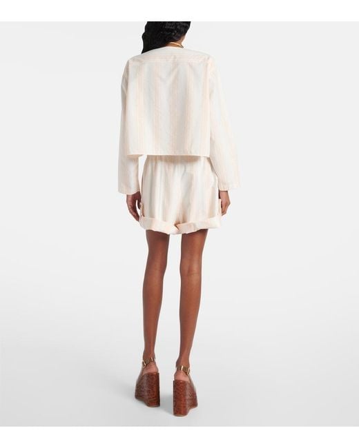 Chloé White Striped Cotton Crop Top