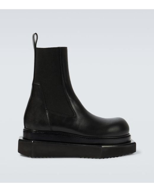 Rick Owens Black Beatle Turbo Cyclops Leather Ankle Boots for men