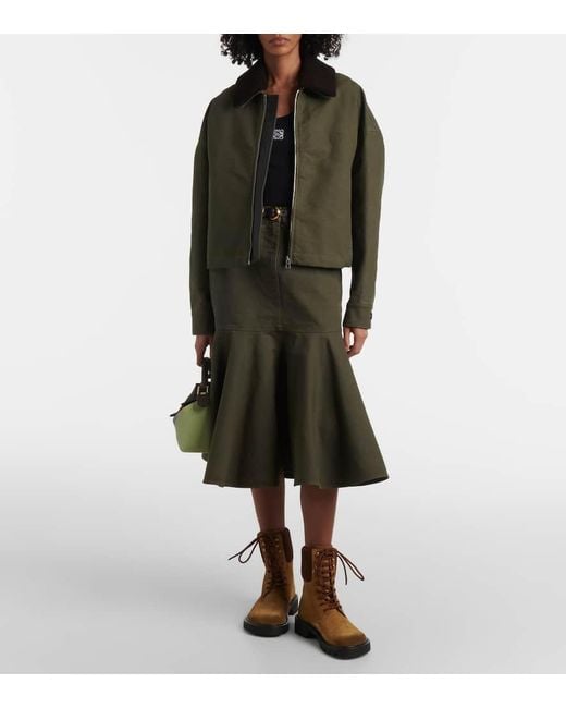Loewe Green Shearling-Trimmed Cotton Twill Blouson