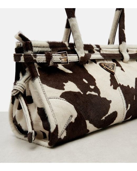 Prada Black Bonnie Medium Calf Hair Shoulder Bag