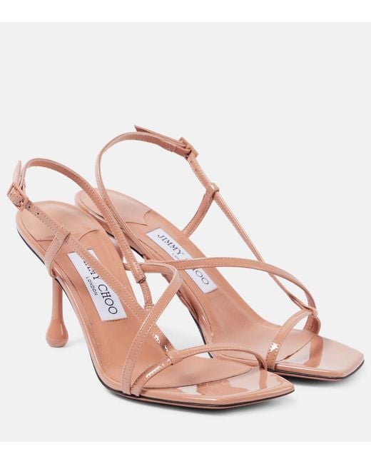 Jimmy Choo Pink Etana 80 Patent Leather Sandals