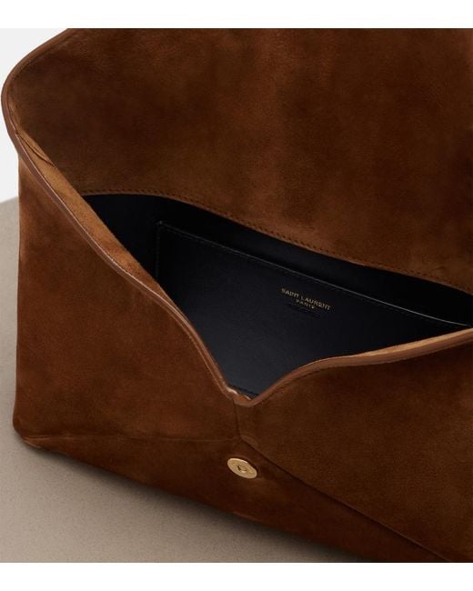 Saint Laurent Brown Cassandre Suede Pouch