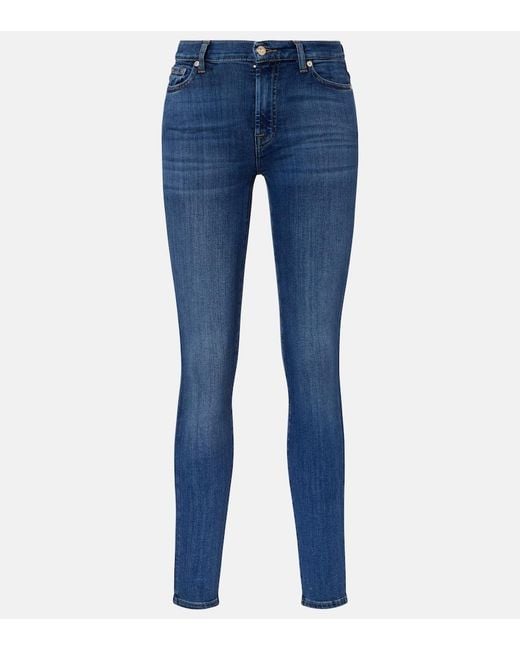 7 For All Mankind Blue Hw High-Waist Skinny Jeans