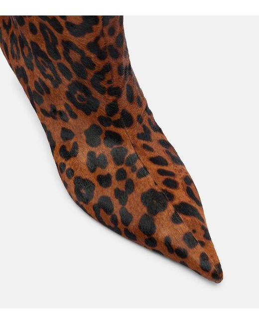 AMINA MUADDI Brown Fiona 60 Leopard-Print Calf Hair Ankle Boots