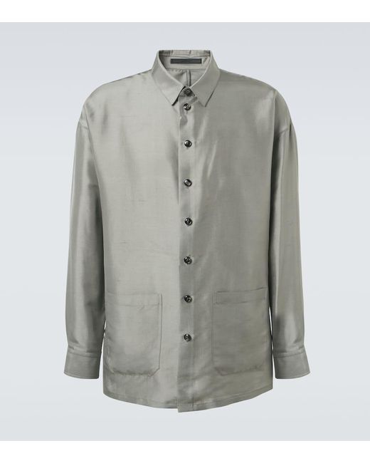 Giorgio Armani Hemdjacke Aus Seide in Gray für Herren