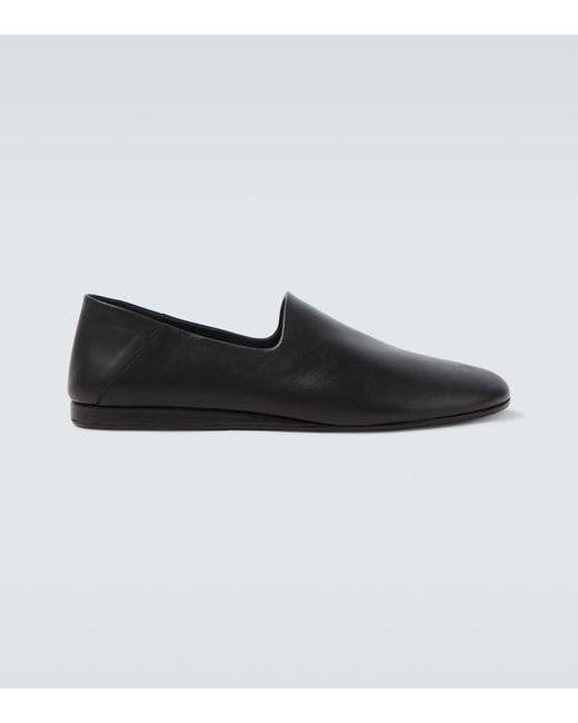 Jacquemus Black Leather Slip-On Shoes for men