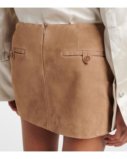Magda Butrym Natural Floral-applique Leather Miniskirt