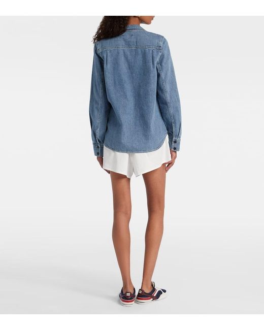 FRAME Blue Low Collar Denim Shirt