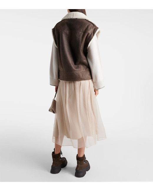 Brunello Cucinelli Brown Shearling-Lined Leather Vest